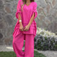 Women's V-Neck Irregular Hem Top & Pants Set