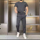 Men's High Stretch Short Sleeve Top & Jogging Pants 2-Piece Set