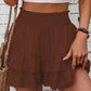 Solid Color Stretch Waist Layered Short Skirt
