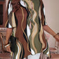 Plus Size Boho Abstract Print Half-Sleeve Tunic Top
