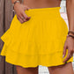 Solid Color Stretch Waist Layered Short Skirt