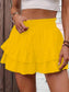 Solid Color Stretch Waist Layered Short Skirt
