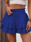 Solid Color Stretch Waist Layered Short Skirt