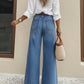 High-Waist Wide-Leg Jeans with Button Detail