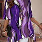 Plus Size Boho Abstract Print Half-Sleeve Tunic Top