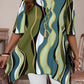 Plus Size Boho Abstract Print Half-Sleeve Tunic Top
