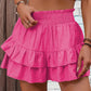Solid Color Stretch Waist Layered Short Skirt