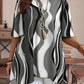 Plus Size Boho Abstract Print Half-Sleeve Tunic Top