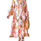 💃Hot Sale 49% OFF🎁LUNE Random Print Deep V-Neck Lantern Sleeve Gathered Waist Dress