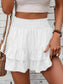 Solid Color Stretch Waist Layered Short Skirt