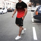 🏖️⏳SUMMER SALE: ONLY ￡14.99!!😎Men's Gradient Color T-Shirt & Shorts Set