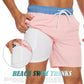 Men's Swim Shorts with Compression Liner ＆ Pockets