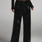 📢📢50 % OFF !!🎅Women's Sequin Sparkle Wide Leg Pants with Elastic Waistband
