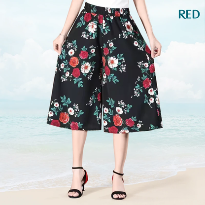 💕HOT SALE 70% OFF🌷💕 Women's High Elastic Waist Pleated Chiffon Wide Leg Culottes