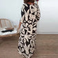 Long Midi Dress with Abstract Floral Print / Loose Elegance that Inspires Freedom!