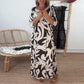 Long Midi Dress with Abstract Floral Print / Loose Elegance that Inspires Freedom!