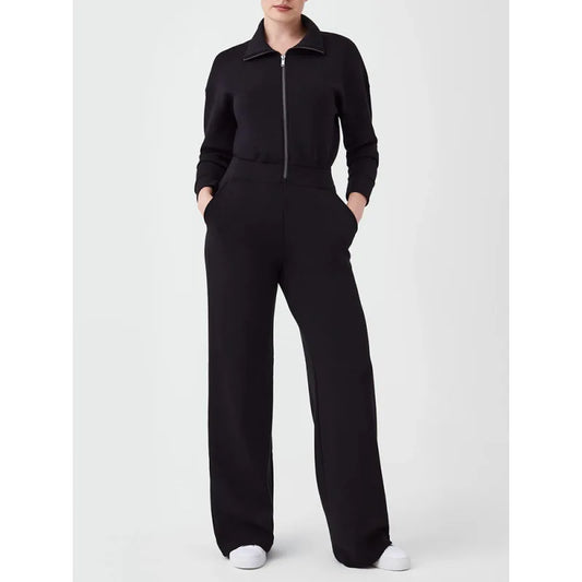 Women Wide Leg Technical Fleece Jumpsuit