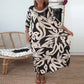 Long Midi Dress with Abstract Floral Print / Loose Elegance that Inspires Freedom!