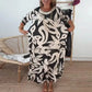 Long Midi Dress with Abstract Floral Print / Loose Elegance that Inspires Freedom!