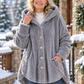 Women’s Cozy Plush Hooded High-Low Coat