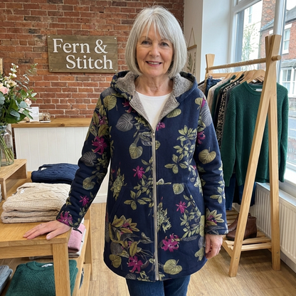 Cosy Floral Hooded Jacket with Relaxed Fit