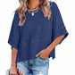 ⏳LAST DAY SALE ONLY ￡9.99!!🔥🌸Women's Solid Color Splicing Loose Five Points Flare Sleeve T-Shirt