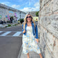 Women's Elegant Printed Square Neck Dress