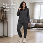 Women's Solid Basic 2-Piece Outfit, Drawstring Hooded Long Sleeve Top & Slim Fit Casual Pants 🧶