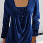 🎁Last Day Sale 50% OFF🎄Sequin Loose Smocked Fake Two-Piece Top