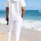Men's Linen Set — Button-Up Hoodie & Wide-Leg Pants