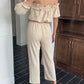 Women's Ruffle Off-the-shoulder Tie-Drape Jumpsuit with Pockets