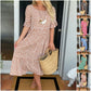☄️NEW HOT SALE🎉Round Neck Polka Dot Print Midi Dress