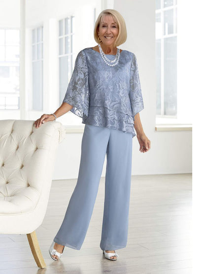 3/4 Sleeve Double Layered Top and Nine Minute 2-Piece Pants Set
