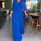 💃 Half Ruffled Sleeves Solid Color V-Neck Maxi Dresses