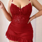 Plus size Lace Cami Nightgown & Floral Lace Trim Wide Sleeve Sheer Robe