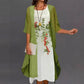 Women's two-piece round neckline printed dress