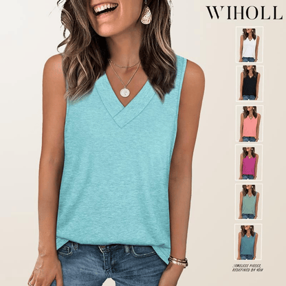 🔥Women's Sleeveless V-Neck Slimming Loose Fit Casual Tank Top T-Shirt