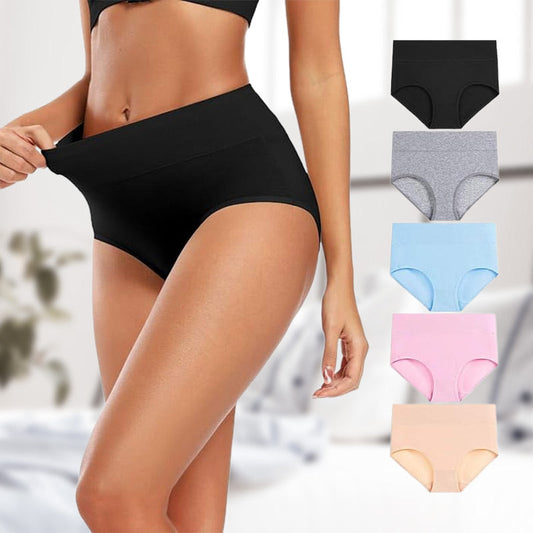 💥Buy 1 get 4 free💕Plus Size High-Waist Hip-Lifting Cotton Panties for Women🔥(5-Pack）