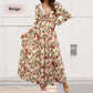 💞The best gift💞Women's Floral V-Neck Long Sleeve Flowy Dress