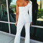 One Shoulder Rhinestone Jumpsuit
