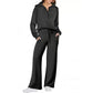 💝Black Friday Sale 50% OFF!!⚡🔥🎀Women's Oversized Half Zip Wide Leg 2 Piece Outfits Lounge Set