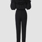 Women's Ruffle Off-the-shoulder Tie-Drape Jumpsuit with Pockets