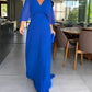 💃 Half Ruffled Sleeves Solid Color V-Neck Maxi Dresses