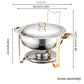 Set, Stainless Steel Chafing Dish Buffet Set, 4.5L Round Catering Chafer Warmer Set With Tray, Pan-TBIM