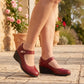 Women's Leather Mid Heel Shoes with Non Slip Sole for Comfortable Everyday Wear