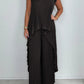 Laney Pleated Short Sleeve Irregular Midi Top and Elastic Waist Wide Leg Pants Set