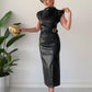 Elegant Leather Midi Dress