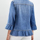 Women's 3/4 Ruffle Sleeve Denim Jacket