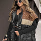 Stylish Denim Knit Patchwork Hooded Pocket Puffer Vest