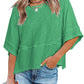 ⏳LAST DAY SALE ONLY ￡9.99!!🔥🌸Women's Solid Color Splicing Loose Five Points Flare Sleeve T-Shirt